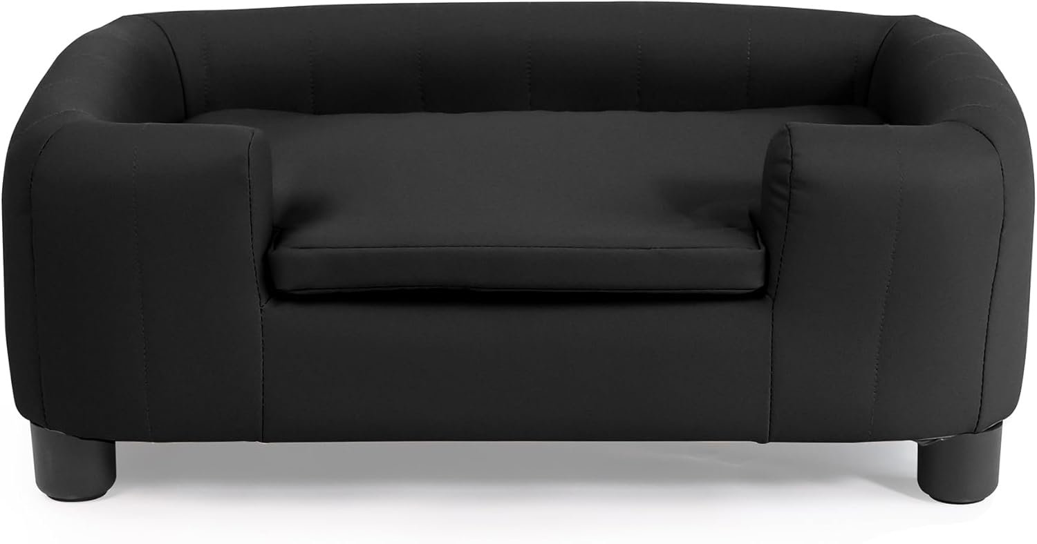 25-Inch Modern Pet Sofa with PU Scratch-Resistant Fabric and Adjustable Legs, Elevated Dog Couch for Small and Medium Dogs, Comfortable Dog Sofa Bed