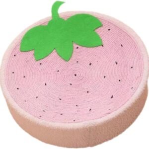 Round Sisal Scratching Board Cat Bed, Fruit Scratcher Bowl, Strawberry