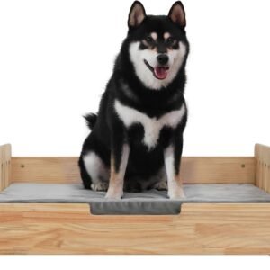 Elevated Dog Beds Frame with Mattress, Raised Wood Pet Bed Sofa Indoor for Medium Small Dogs Cats (Pine Wood)
