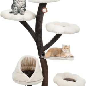 Cat Tree Tower, Large Multi-Level Cat Tree with Scratching Post for Indoor Cats, 63.8 Inches Tall Activity Centre Climbing Tree with Resting Platforms and Nest for Cats to Play and Sleep