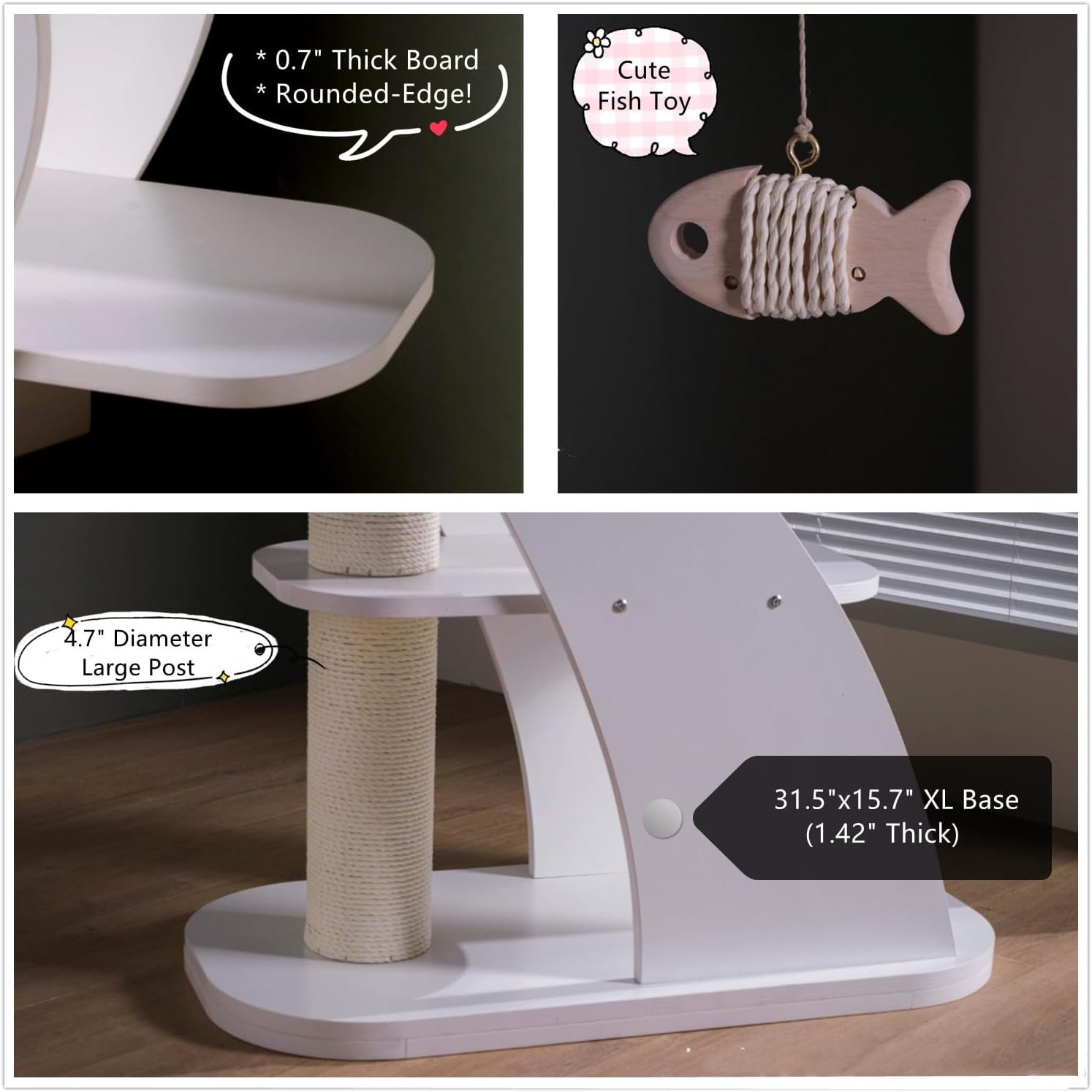 Modern Stylish 52.4 inches Tall Wooden Cat Tree Tower, Aesthetic Cat Condo Ladder with 5-Level Big Perch Platform Bed for Window Viewing Watching Large Scratching Post - Image 2