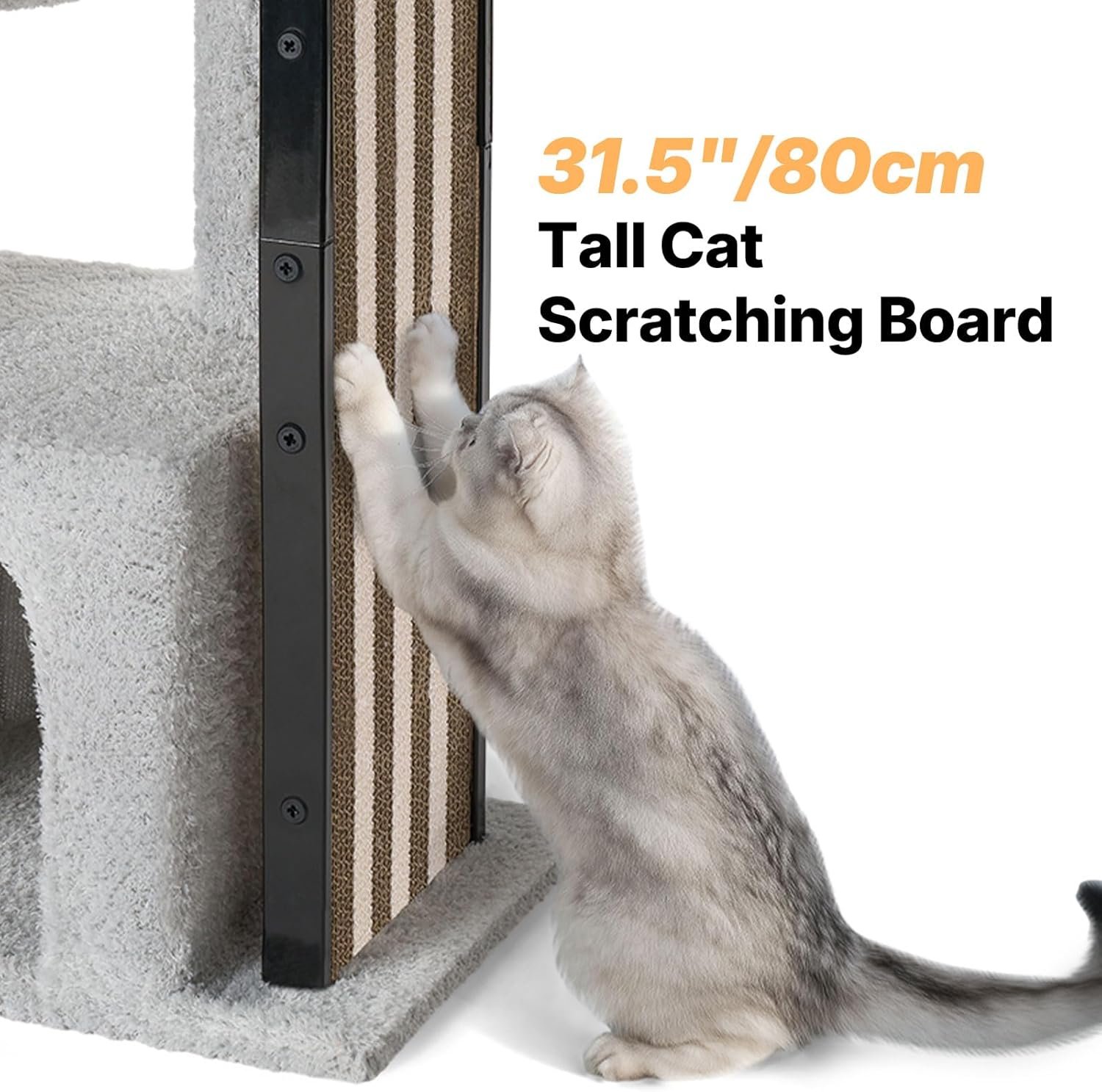 Small Cat Tree for Indoor Cats, 33.1-Inch Sturdy Cat Tower with Replaceable Metal Frame Scratch Pad, Cat Scratching Board with Condo, Hammock, Perch for Kittens - Image 2
