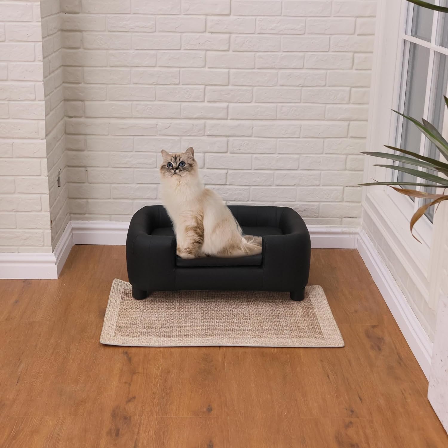 25-Inch Modern Pet Sofa with PU Scratch-Resistant Fabric and Adjustable Legs, Elevated Dog Couch for Small and Medium Dogs, Comfortable Dog Sofa Bed - Image 2